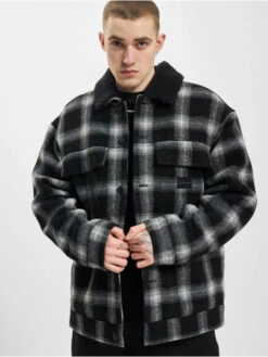 Calvin Klein Herren Übergangsjacke Check Sherpa In Schwarz