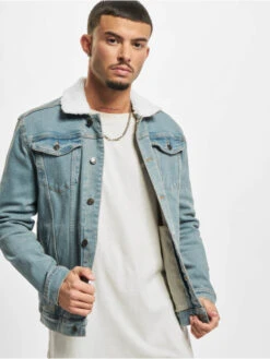 Denim Project Herren Jeansjacken Kash TeddyC Denim In Blau