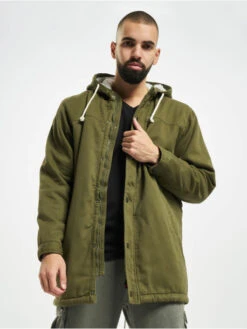 Denim Project Herren Parka Teddy In Olive