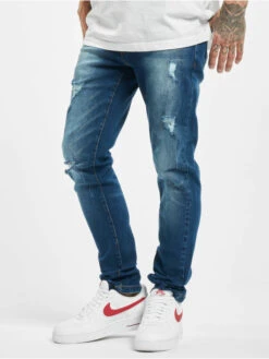 Denim Project Herren Slim Fit Jeans Mr. Red Destroy In Blau