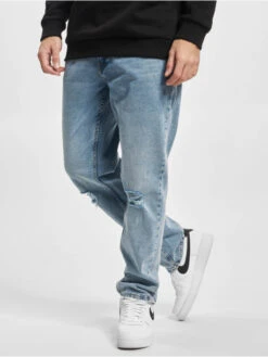 Denim Project Herren Straight Fit Jeans Dprecycled Destroy Straight Fit In Blau