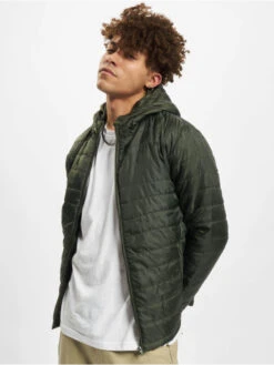 Denim Project Herren Übergangsjacke Quilted Hood In Grün