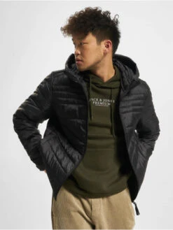 Jack & Jones Herren Puffer Jacket Hero Hooded In Schwarz