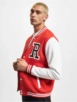 Mister Tee Herren College Jacke Ose College In Rot