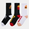 Mister Tee Herren Socken Fancy Junk Food 3-Pack In Schwarz -Modisches Herrenbekleidungs Geschäft mister tee socken schwarz 923219