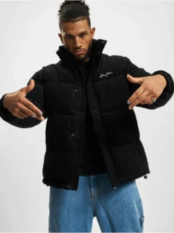 Sean John Herren Puffer Jacket Script Logo Adaptable In Schwarz