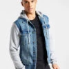 Herren Jeansjacken Hooded In Blau -Modisches Herrenbekleidungs Geschäft sik silk jeansjacken blau 882385
