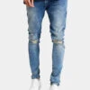 Herren Slim Fit Jeans Distressed Denim Slim Fit In Blau -Modisches Herrenbekleidungs Geschäft sik silk slim fit jeans blau 891691