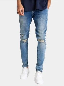 Herren Slim Fit Jeans Distressed Denim Slim Fit In Blau