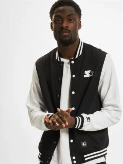 Starter Herren College Jacke College Fleece In Schwarz