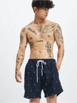 URBAN CLASSICS Herren Badeshorts Embroidery Swim In Blau