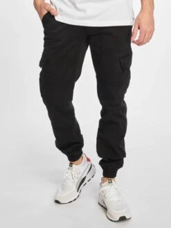 URBAN CLASSICS Herren Cargohose Washed Cargo Twill Jogging In Schwarz