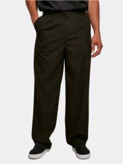 URBAN CLASSICS Herren Chino Straight Pleat-Front In Schwarz