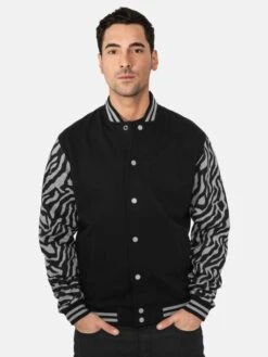 URBAN CLASSICS Herren College Jacke 2-Tone Zebra In Schwarz