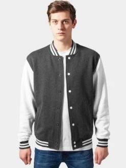 URBAN CLASSICS Herren College Jacke 2-Tone College Sweatjacket In Schwarz