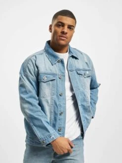 URBAN CLASSICS Herren Jeansjacken Ripped Denim In Blau