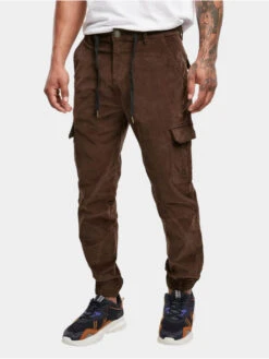 URBAN CLASSICS Herren Jogginghose Corduroy Cargo In Braun