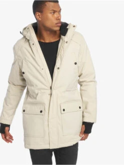 URBAN CLASSICS Herren Mantel Hooded Heavy Thumbhole In Beige