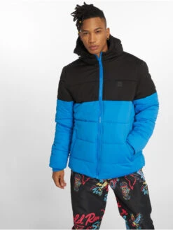URBAN CLASSICS Herren Puffer Jacket Hooded 2-Tone In Blau