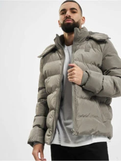 URBAN CLASSICS Herren Puffer Jacket Hooded Puffer In Grau