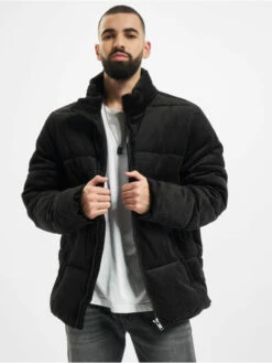 URBAN CLASSICS Herren Puffer Jacket Boxy Corduroy In Schwarz
