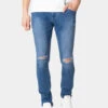URBAN CLASSICS Herren Slim Fit Jeans Knee Cut Slim Fit In Blau