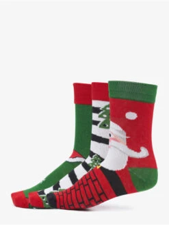URBAN CLASSICS Socken Stripe Santa Christmas 3-Pack In Bunt