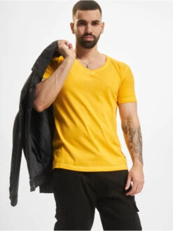 URBAN CLASSICS Herren T-Shirt Spray Dye In Gelb