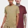 URBAN CLASSICS Herren T-Shirt Basic 2-Pack In Khaki -Modisches Herrenbekleidungs Geschäft urban classics t shirt khaki 912647