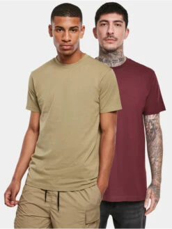 URBAN CLASSICS Herren T-Shirt Basic 2-Pack In Khaki
