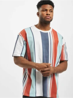 URBAN CLASSICS Herren T-Shirt Heavy Oversized Big All Over Print Stripe In Rot