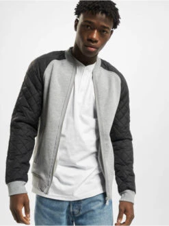 URBAN CLASSICS Herren Übergangsjacke Diamond Nylon Sweat In Grau