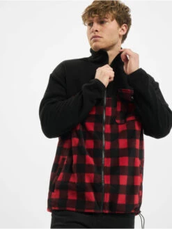 URBAN CLASSICS Herren Übergangsjacke Patterned Polar Fleece Track In Schwarz