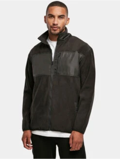 URBAN CLASSICS Herren Übergangsjacke Patched Micro Fleece In Schwarz