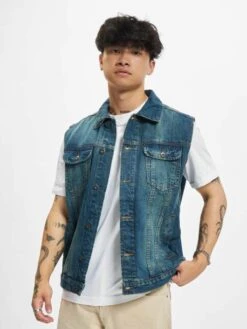 URBAN CLASSICS Herren Weste Denim Vest In Blau
