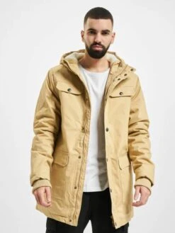 URBAN CLASSICS Herren Winterjacke Heavy Cotton In Beige