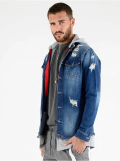 Herren Jeansjacken 2 In 1 Hybrid In Blau