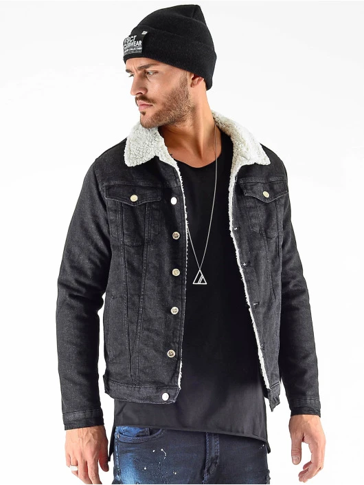 Herren Jeansjacken Denim Trucker Sheepcoll in schwarz Herren Jeansjacken Denim Trucker Sheepcoll In Schwarz -Modisches Herrenbekleidungs Geschäft vsct clubwear jeansjacken schwarz 707592