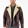 Herren Lederjacke VSCT Clubwear Sheepskin Biker Jacket In Braun -Modisches Herrenbekleidungs Geschäft vsct clubwear lederjacke braun 707585