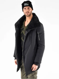 Herren Parka Asymetric Luxury Zipper In Schwarz