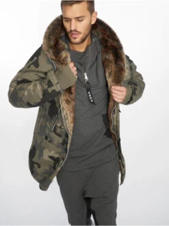 Herren Winterjacke Double-Zipper Huge Luxury In Camouflage