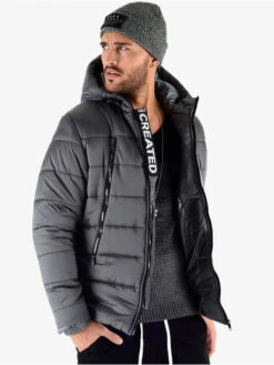 Herren Winterjacke Padded In Grau