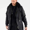 Herren Winterjacke Huge Decor Zipper In Schwarz