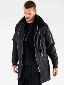 Herren Winterjacke Huge Decor Zipper In Schwarz